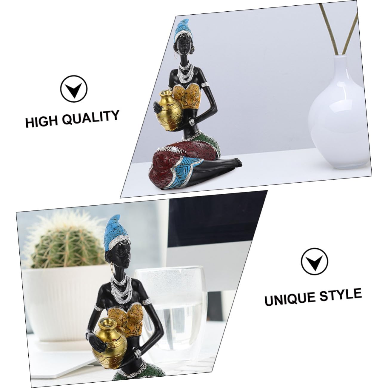 LIFKOME Statuetta Decorativa Etnica da Interni 2 Pezzi in Resina | Lavorazione Accurata, Stile Unico, per Scene Decorative e Ambienti Domestici, come Ornamento da Collezione