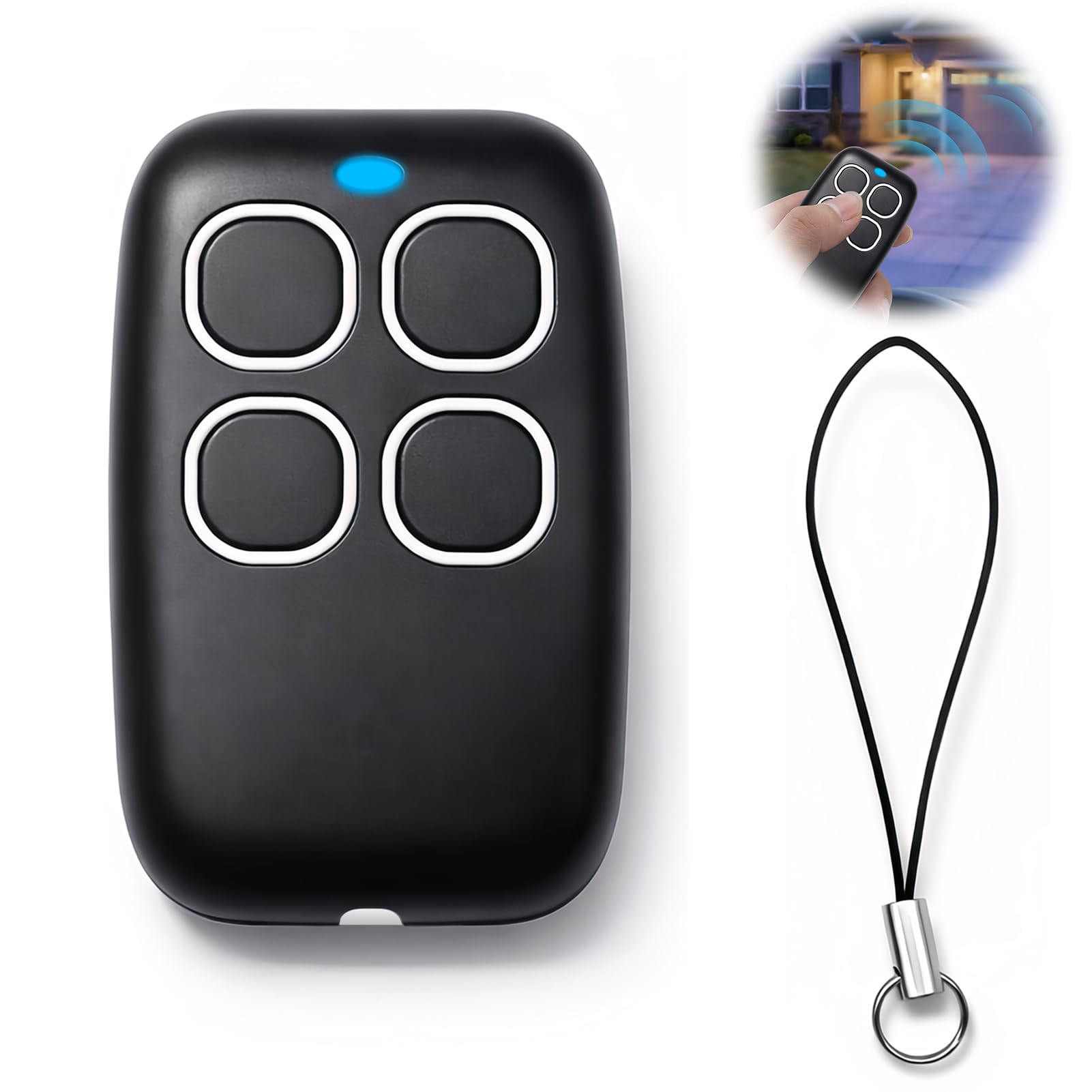 Mando Garaje Universal 4 en 1 250-913MHz, Clonador para Puerta de Garaje y Sistemas de Automatización, Programación por Aprendizaje Automático, Rolling Code Código Fijo, Blanco