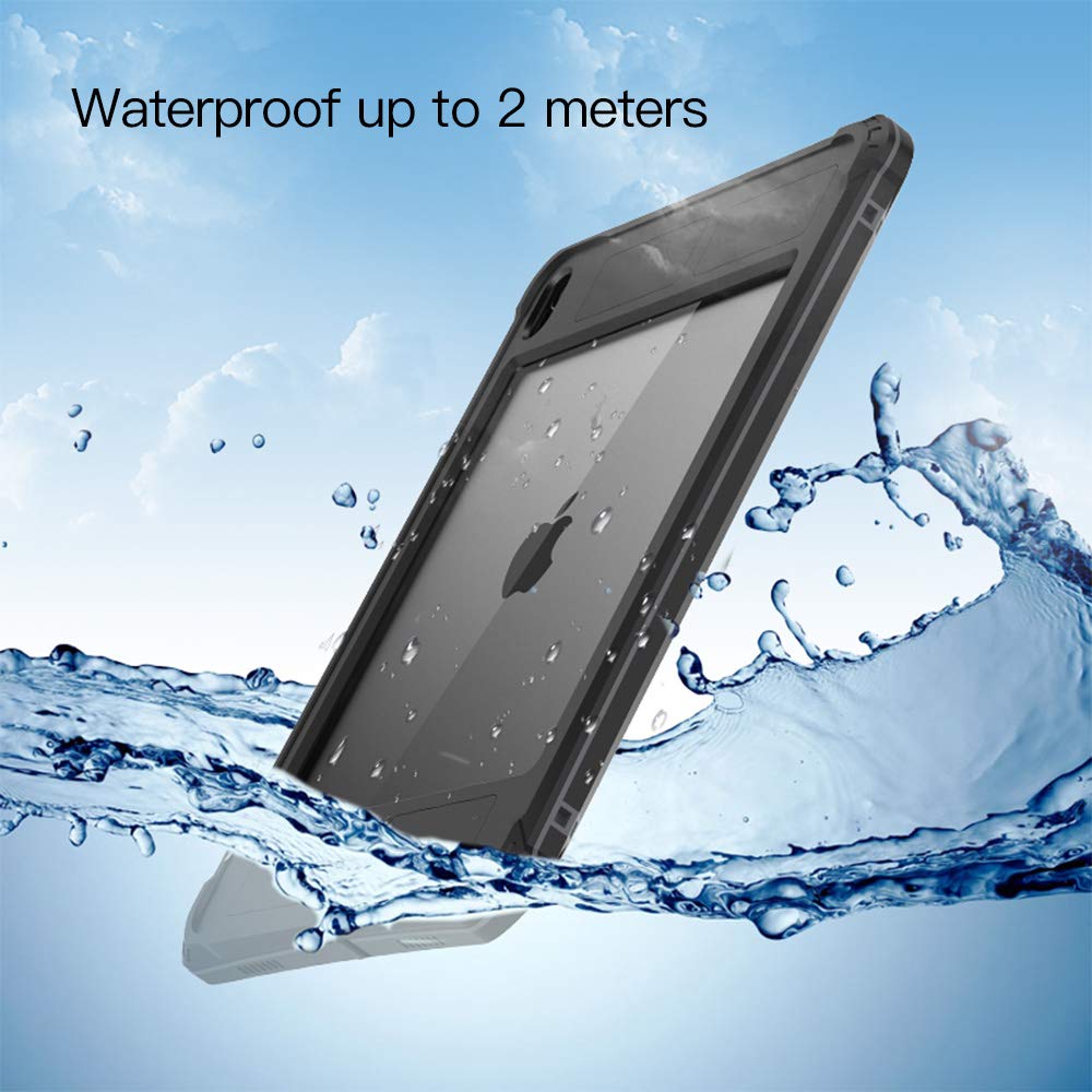 Coque Étanche pour iPad Air 11 Pouces M4/M3/M2 (2026/2025/2024), IP68 Anti-Choc-Poussière-Schnee Scellé sous-Marin Étui Extérieur Housses avec Une béquille Amovible
