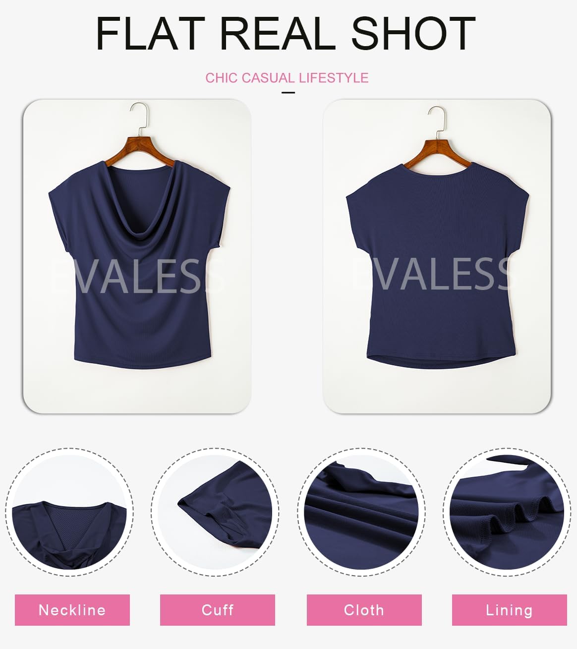 EVALESS Fashion 2026 Cowl Neck Tops for Women Dressy Casual Short Sleeve Shirts Summer Clothes Outfits - Image 5