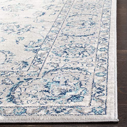 SAFAVIEH Transitional Rug for Living Room, Dining Room, Bedroom - Brentwood Collection, Short Pile, in Light Grey and Blue, 61 X 244 cm - Image 4