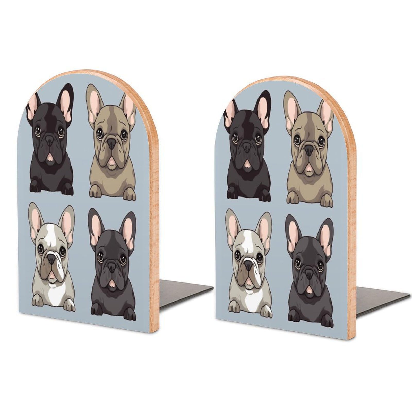 Amazon.co.jp: ブックエンド、フレンチブルドッグ木製ブックエンド 高