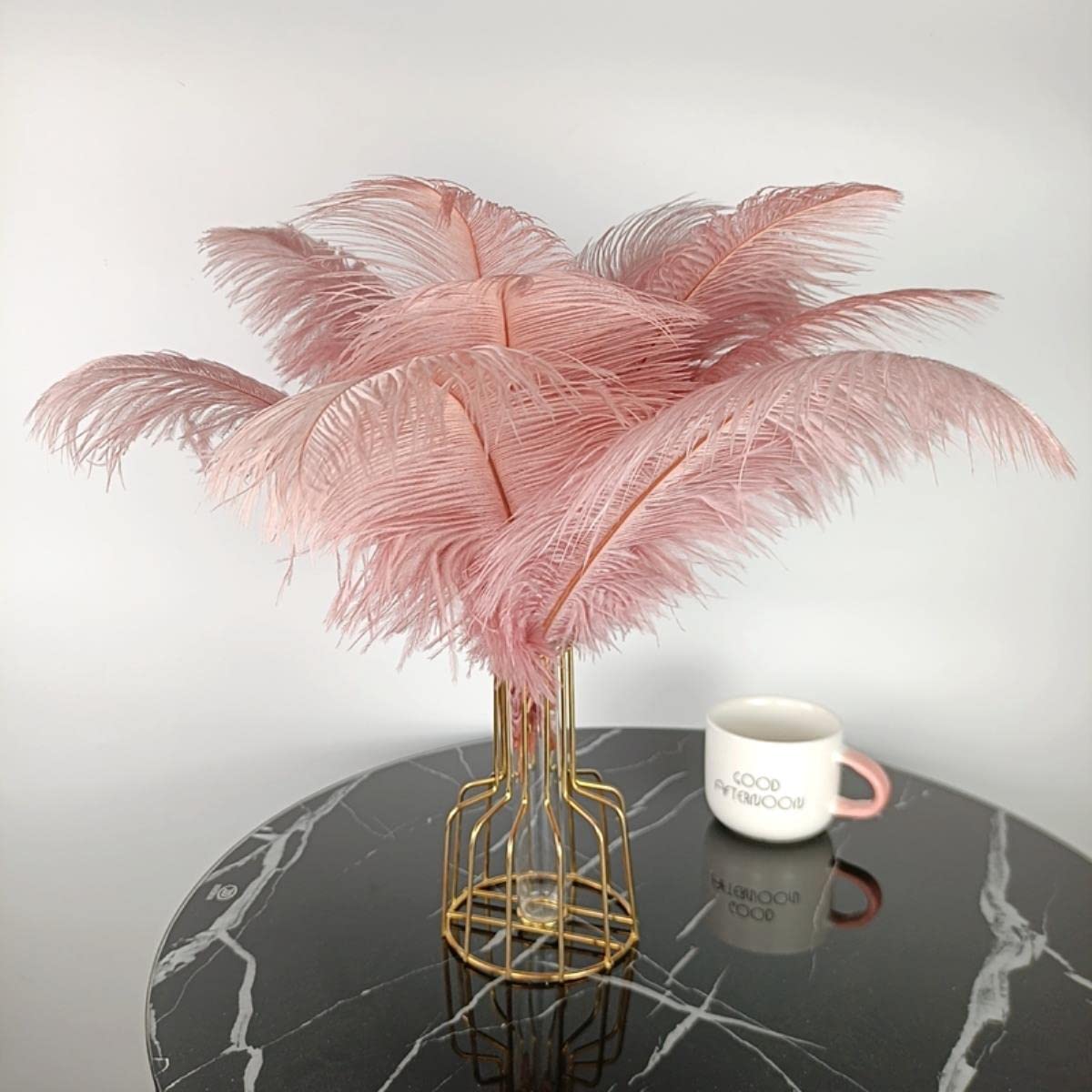 10 Stück farbige Straußenfedern zum Basteln, weiße große Straußenfedern, Dekor, Tischdekoration, Karneval, Hochzeit, Party, Dekoration, tiefes Seeblau, 50–55 cm, 20–22 Zoll