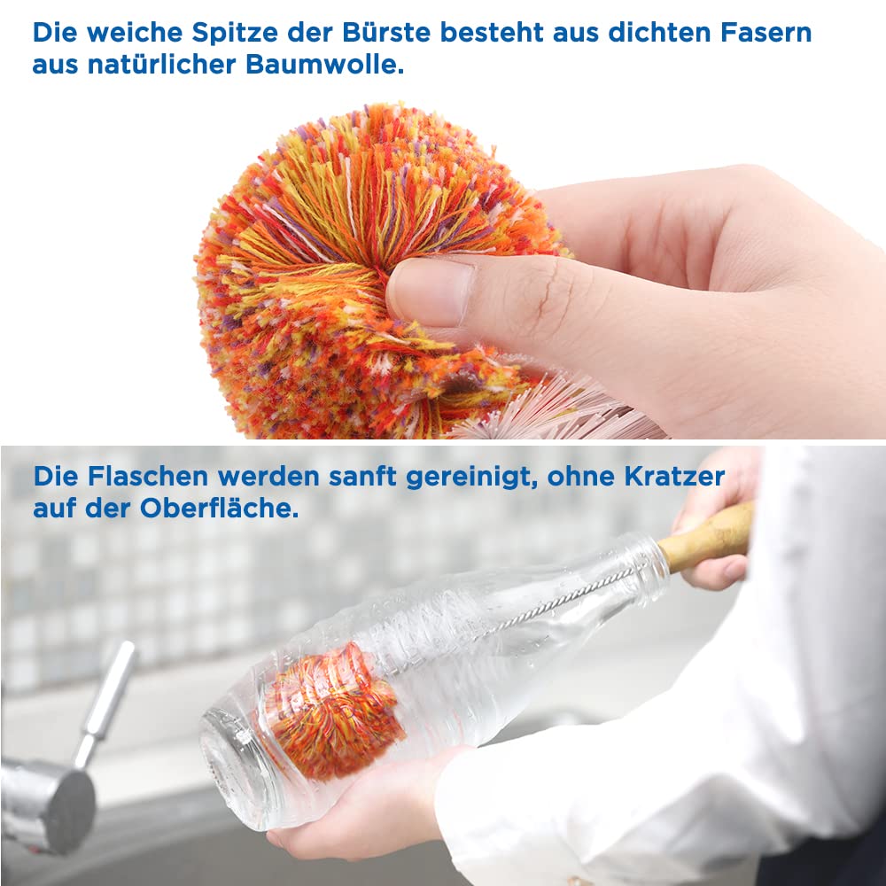 2 Pcs Goupillon Bouteille, Ecouvillon Bouteille 35cm, Brosse