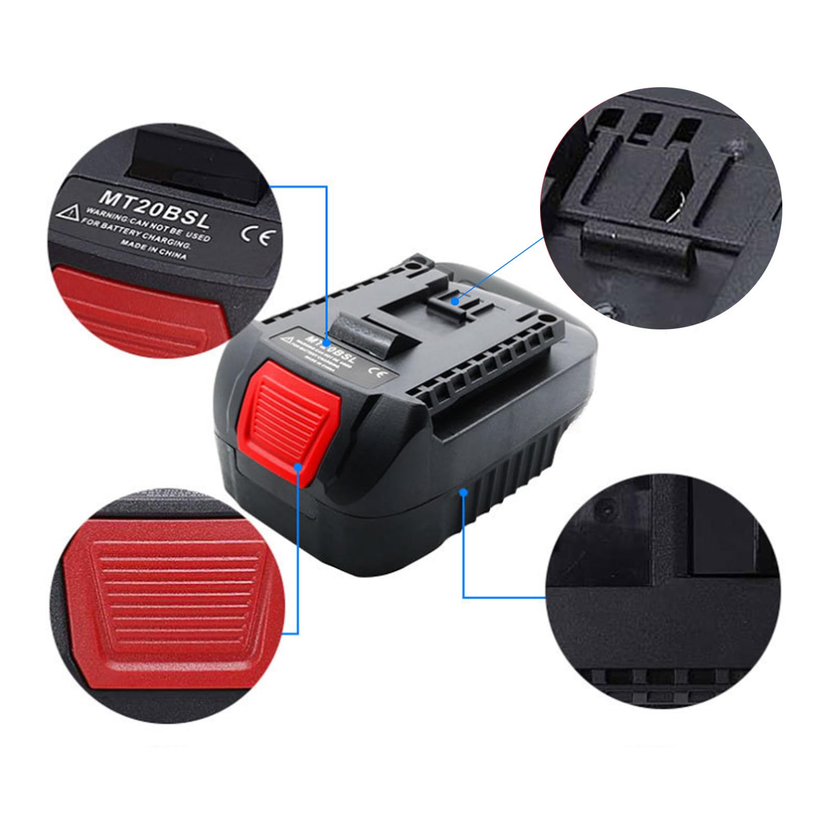 Para baterías de 18 V, fácil de transportar, carcasa de plástico resistente, adaptador general para herramientas eléctricas, fácil instalación de baterías a adaptadores de herramientas