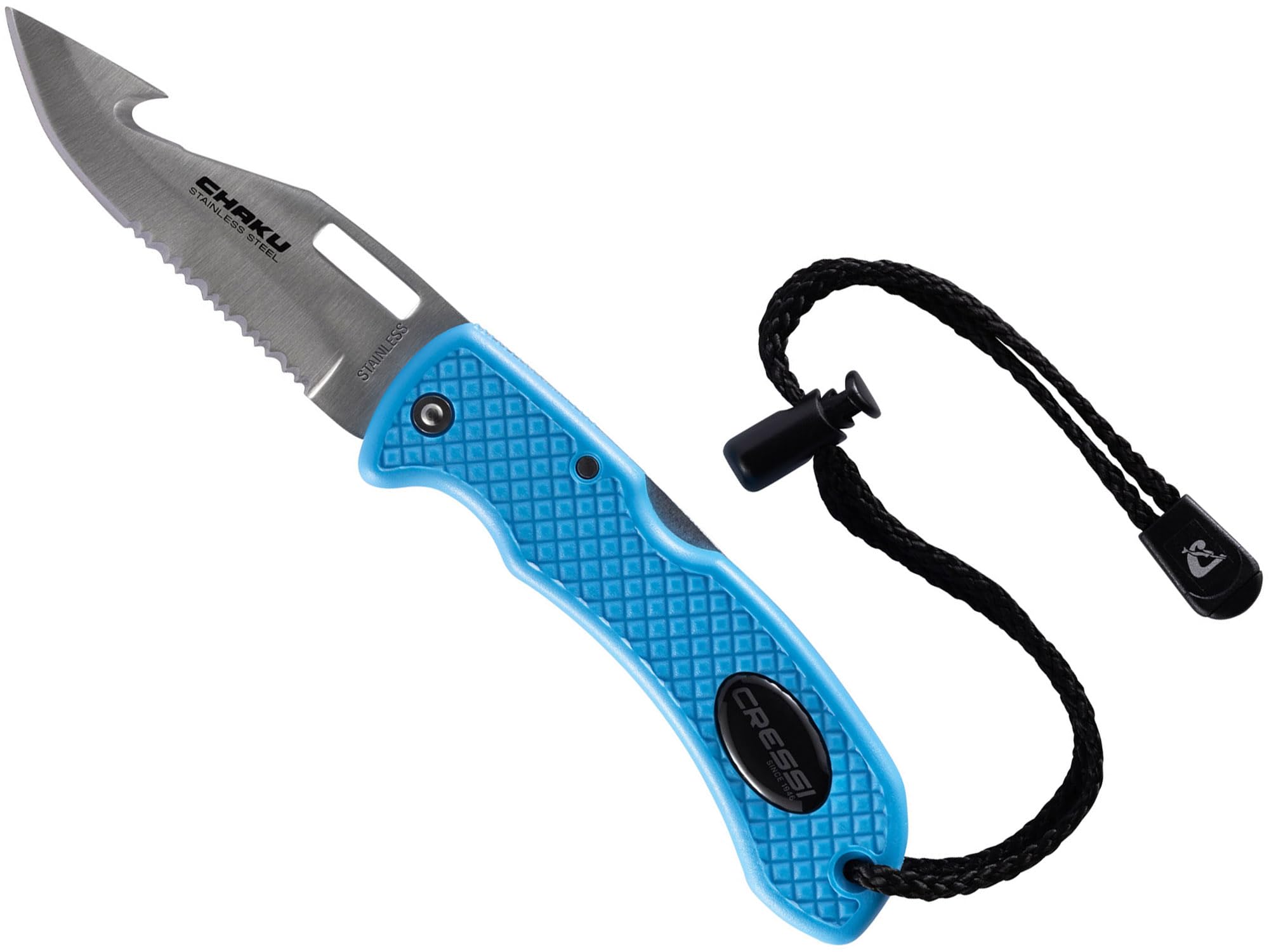 CRESSI Chaku Knife - Coltello Subacqueo con Doppia Lama Seghettata e Liscia, Ideale per Apnea e Immersioni, Adulto Unisex
