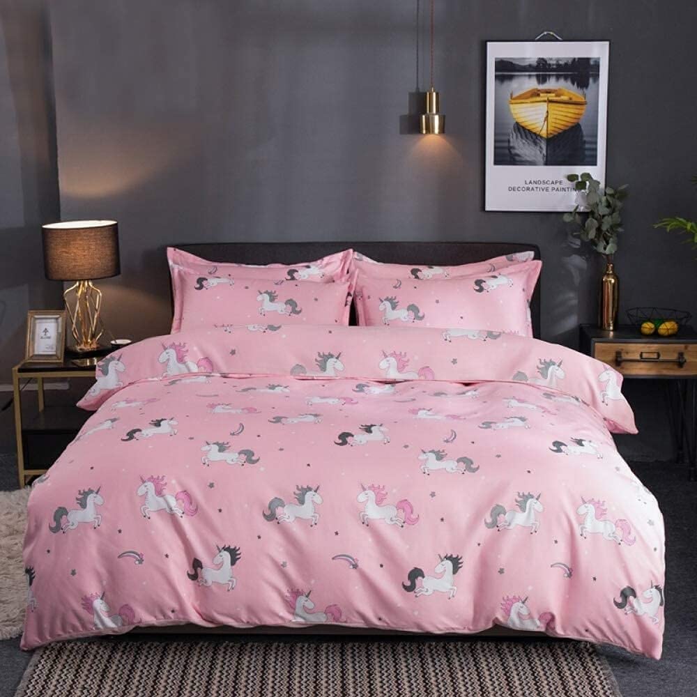 soft poly cotton cartoon unicorn print reversible dohar (double bed)