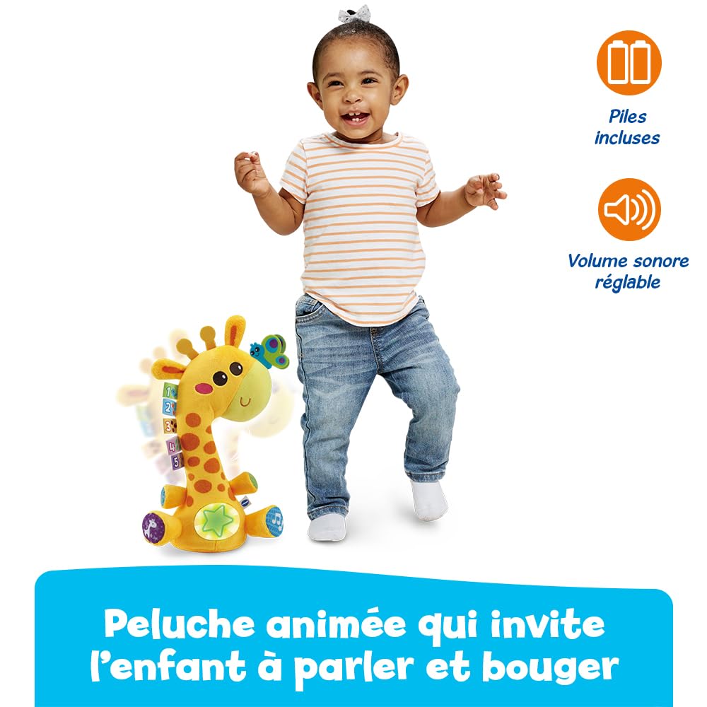 VTech - Ma Girafe Moov & Groov - Jouet Bébé Qui Danse et Répète Tout - Girafe Peluche Interactive Qui Parle et Chante - Éveil Musical, Motricité Bébé - Cadeau Enfant Dès 1 an - Contenu en Français