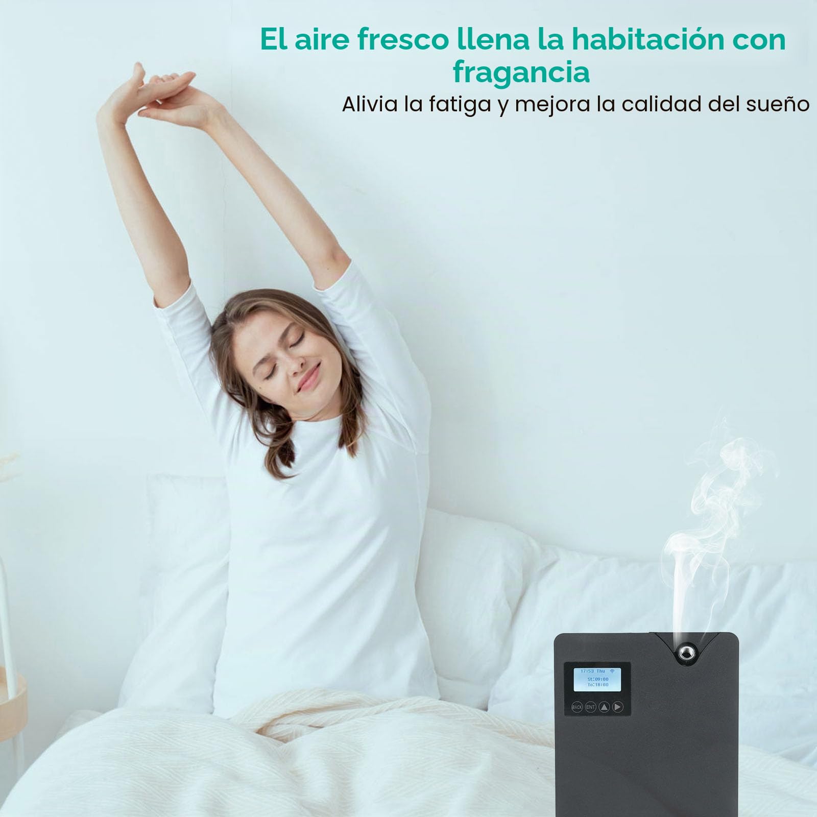 Máquina de aire perfumado inteligente para el hogar, difusor de aceites esenciales sin agua profesional de 300 ml con tecnología de nebulización, control Bluetooth y Wi-Fi (Negro)