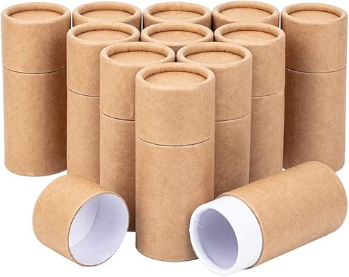 BENECREAT BurlyWood - 12 tubos de cartón Kraft de 1.0 fl oz, tubo de lápiz labial, recipientes de papel redondos, cajas de cartón para lápices,