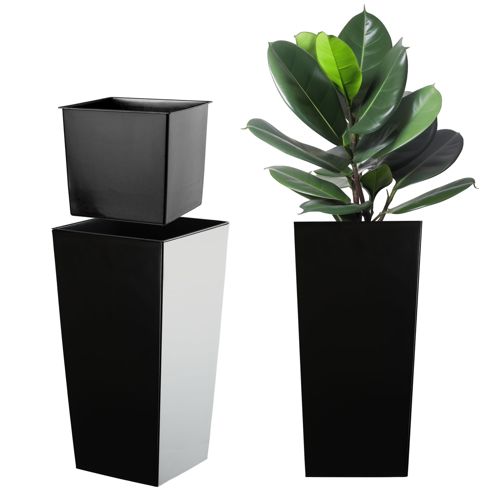 KADAX Macetero Alto de Diseño Moderno para Plantas de Interior y Exterior, Maceta Grande de Plástico, Jardinera Alta (Crema, Texturizado, 68 cm) — view 23