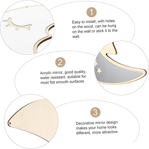 Miniatura 2 de Espejo de luna montado para maquillaje, adorno para niños, espejo de pared, decoración de espejo colgante, espejos de nube para pared, espejo