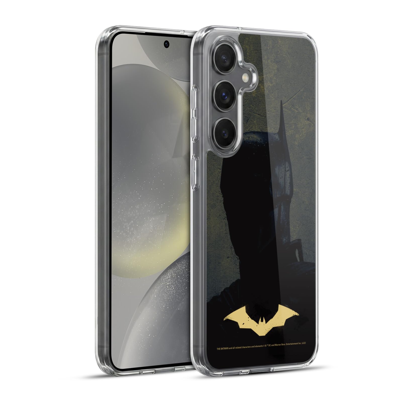 Head Case Designs Officially Licensed The Batman Silhouette Gold Logo Neo-Noir Graphics Gel Case [Military Grade Protection] Compatible with Samsung