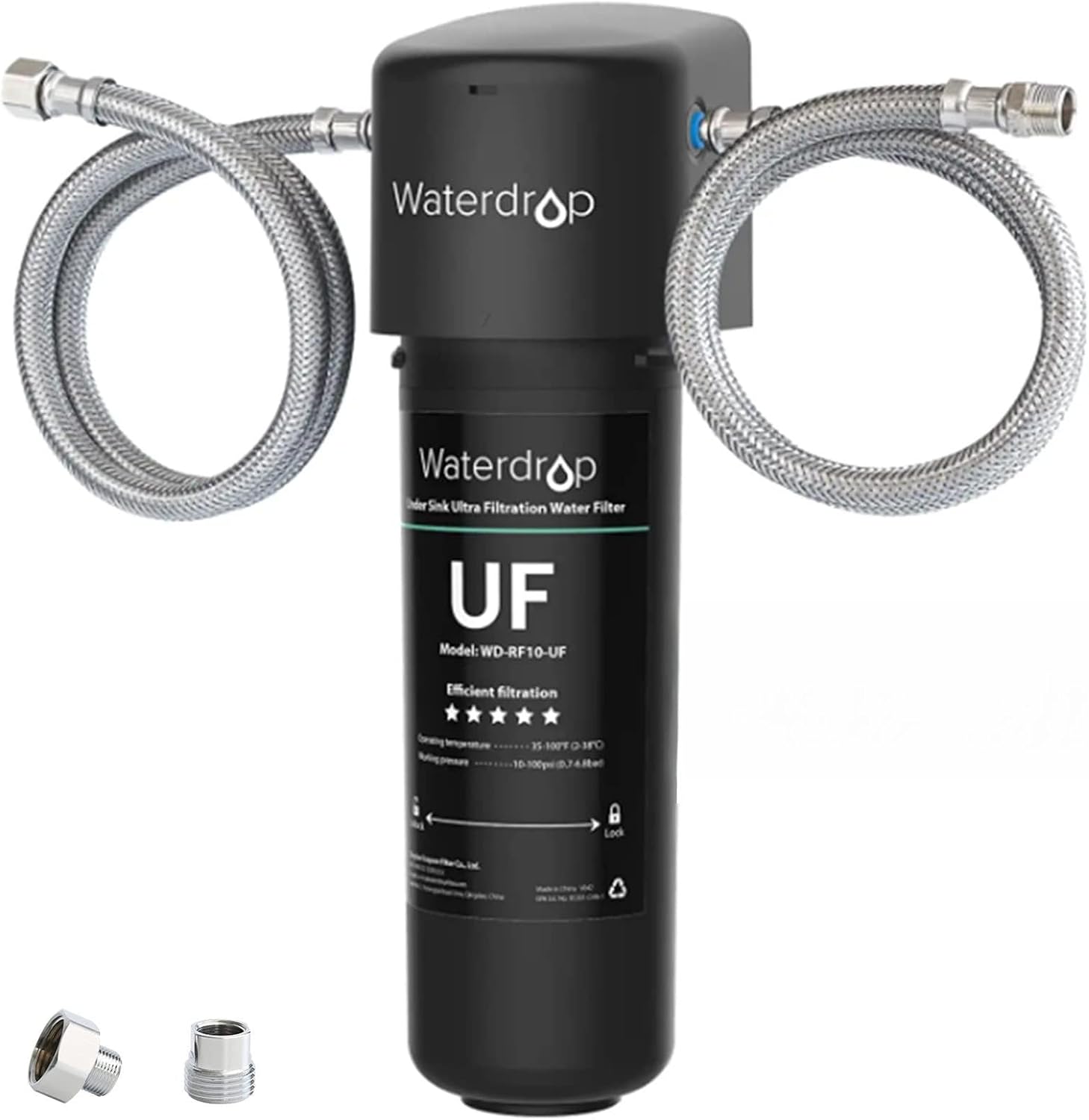 Waterdrop Chlorine Reduction Under Sink Water Filter System 10UA (0.5 μm Pore Size) and Baçtёria Reduction Under Sink Water Filter System 10UA-UF (0.01 μm Pore Size), 2 Cambo Pack