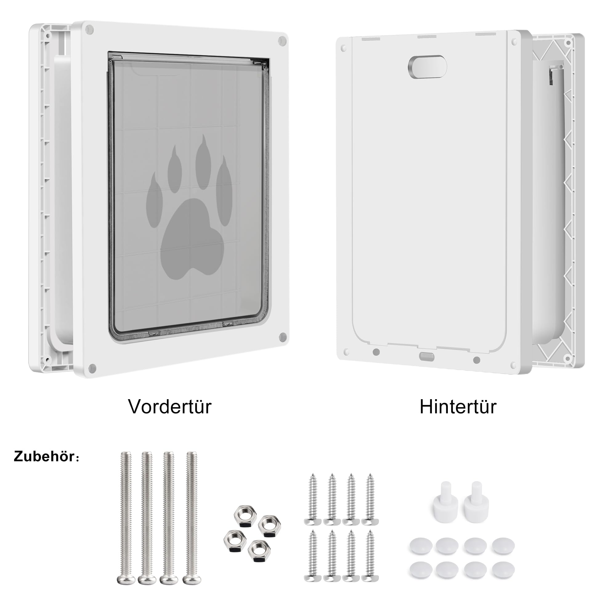 CEESC Große Hundeklappe für Haustiere bis 45 kg, wetterfeste Tierklappe für Katzen und Hunde, langlebig, inklusive Einrast-Verschlussplatte, geeignet für Innen- und Außentüren (Groß, Weiß)