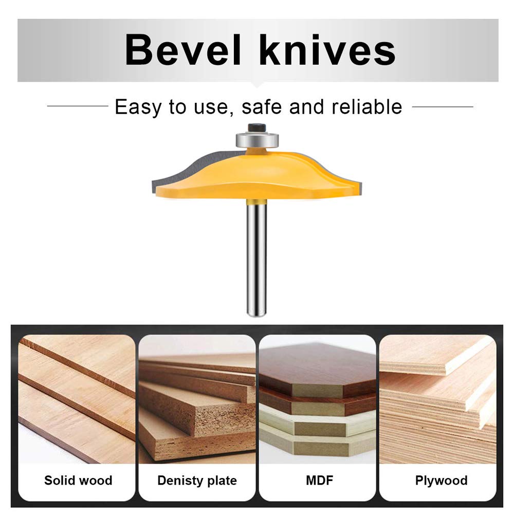 Mayline - Set di 3 punte per fresa con gambo da 6,35 mm, per scanalatura della lingua, stile legno, troncatrice, armadietto, utensili da taglio CNC, per porte, tavoli, lavorazione del legno, fresatura