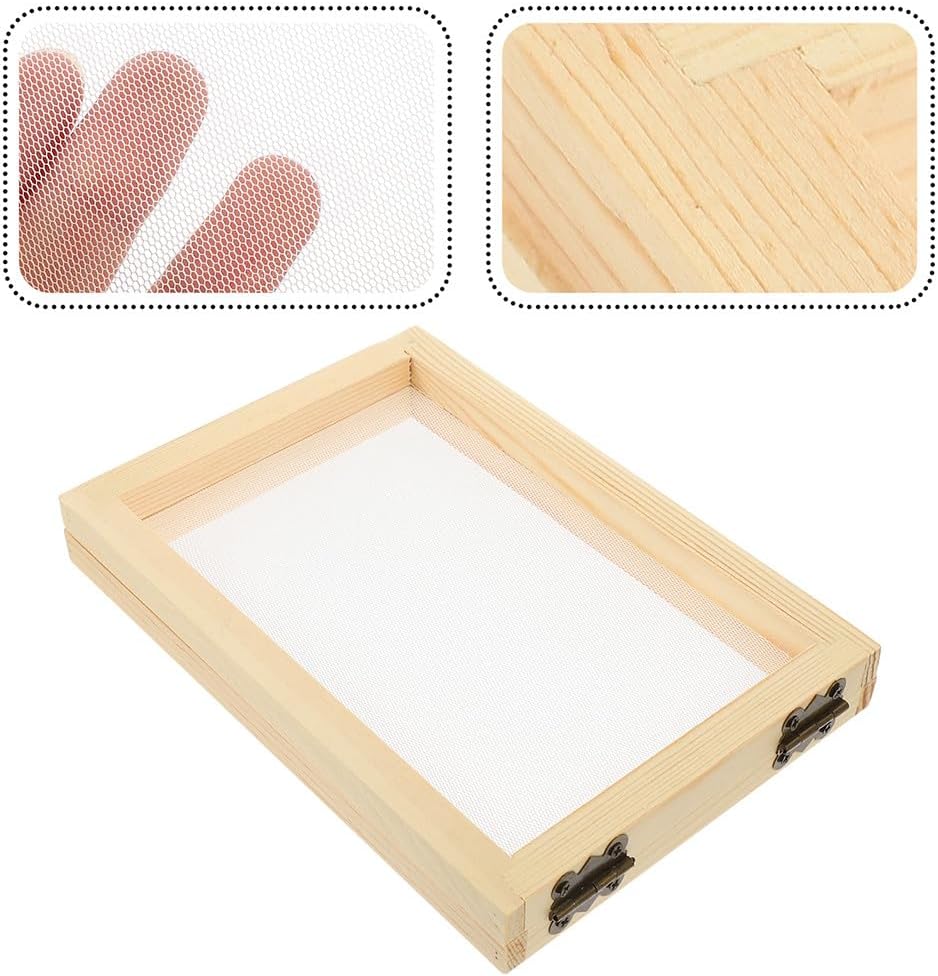 Gatuida 8pcs Paper Making Screen Kit, Wooden Paper Making Frame, Papermaking Mould and Deckle with Mesh for DIY Craft and Art Project