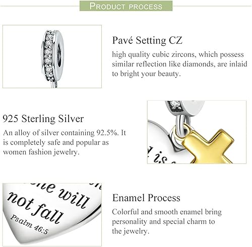 Miniatura 3 de Abalorio de corazón de amor apto para dijes, pulsera cristiana con versículo bíblico con cruz, oración, fe, joyería religiosa, regalos para mujeres