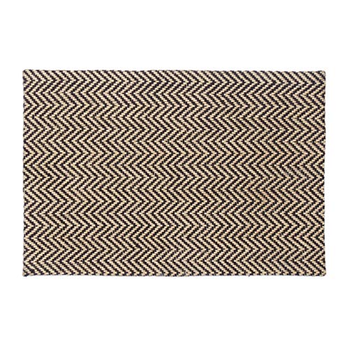 Relaxdays Paillasson avec imprimé zigzag jute 40x60 cm tapis d’entrée tissé main, nature noir
