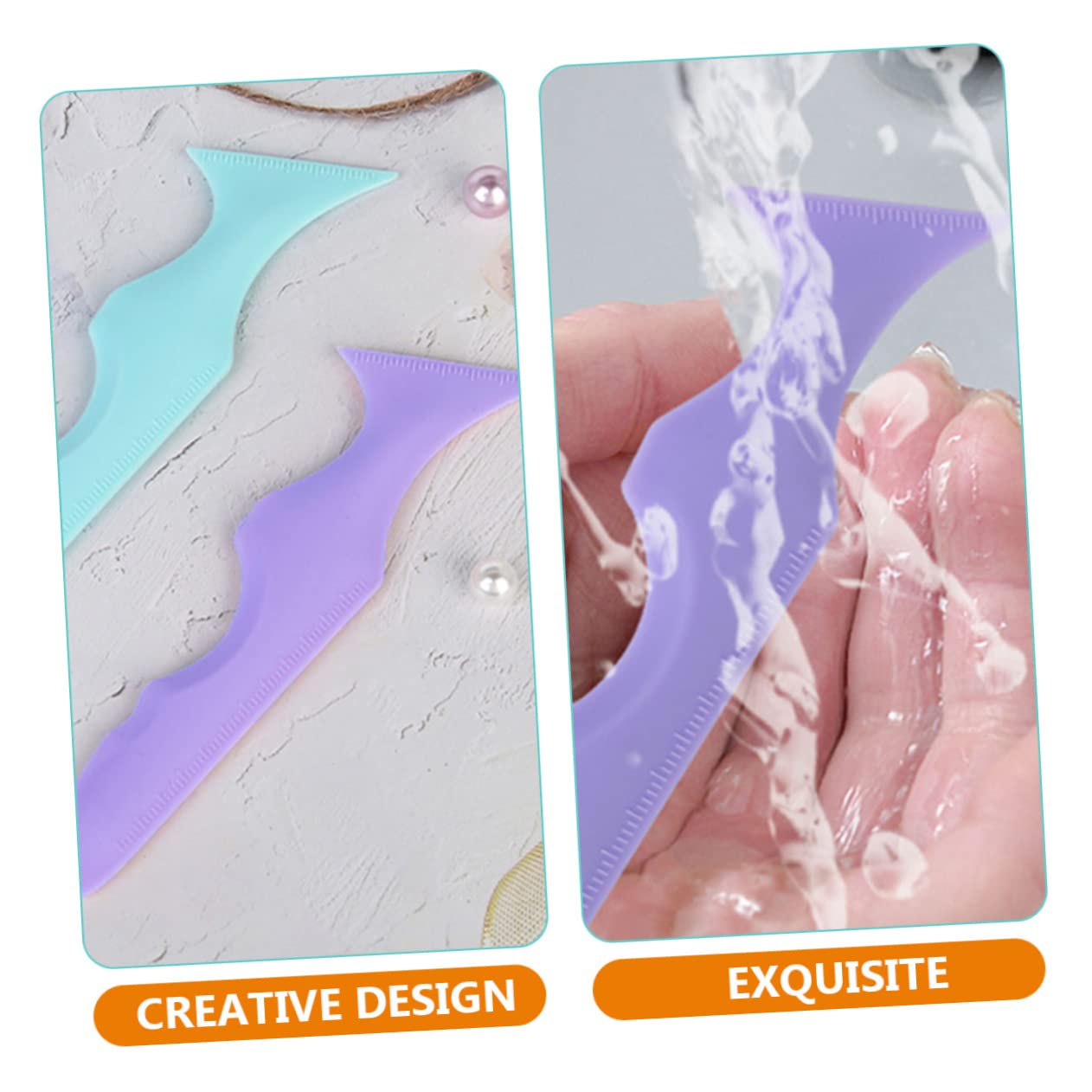 FRCOLOR 6pezzi Stencil Per Eyeliner e Mascara in Silicone Strumento Multifunzionale Per Make up Applicatore Per Portatile e Colori Blu