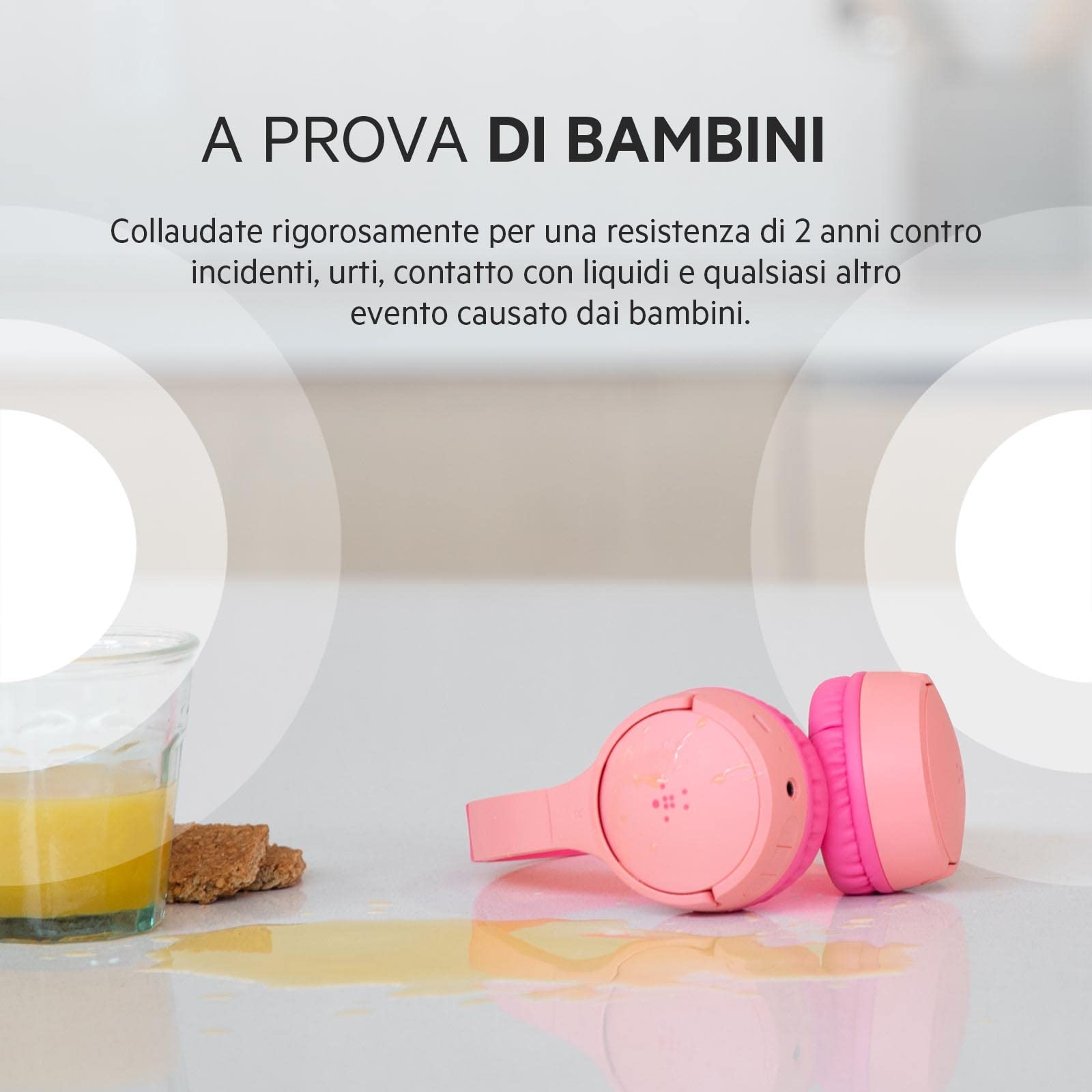 Belkin SoundForm Mini, cuffie wireless per bambini con microfono integrato, headset on-ear per didattica a distanza, scuola e viaggi, compatibili con iPhone, iPad, dispositivi Galaxy e altro- Rosa