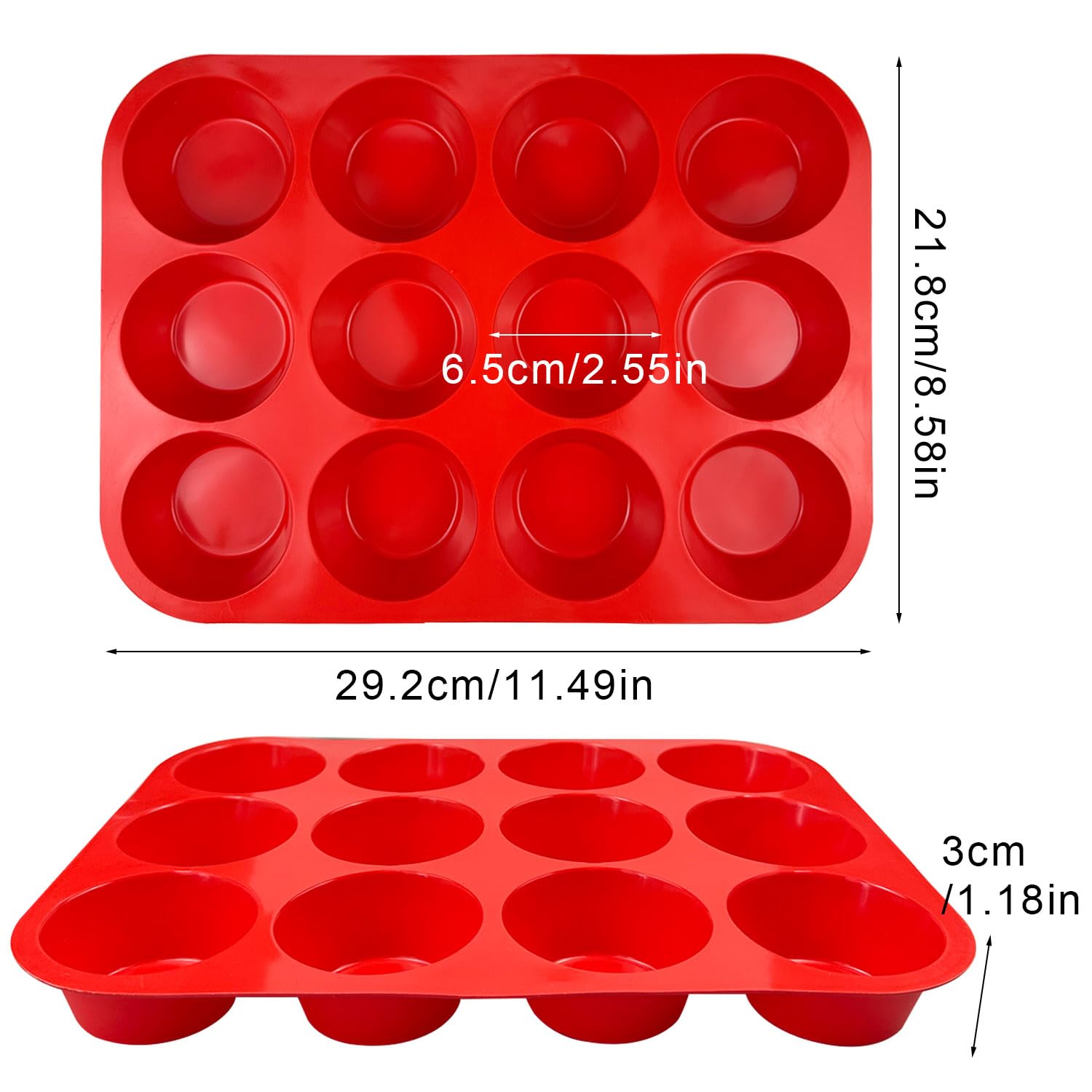 Stampo Muffin In Silicone Leseed - 2 Pezzi Per 12 Muffin, Antiaderente E Senza BPA, Rosa - Foto 3