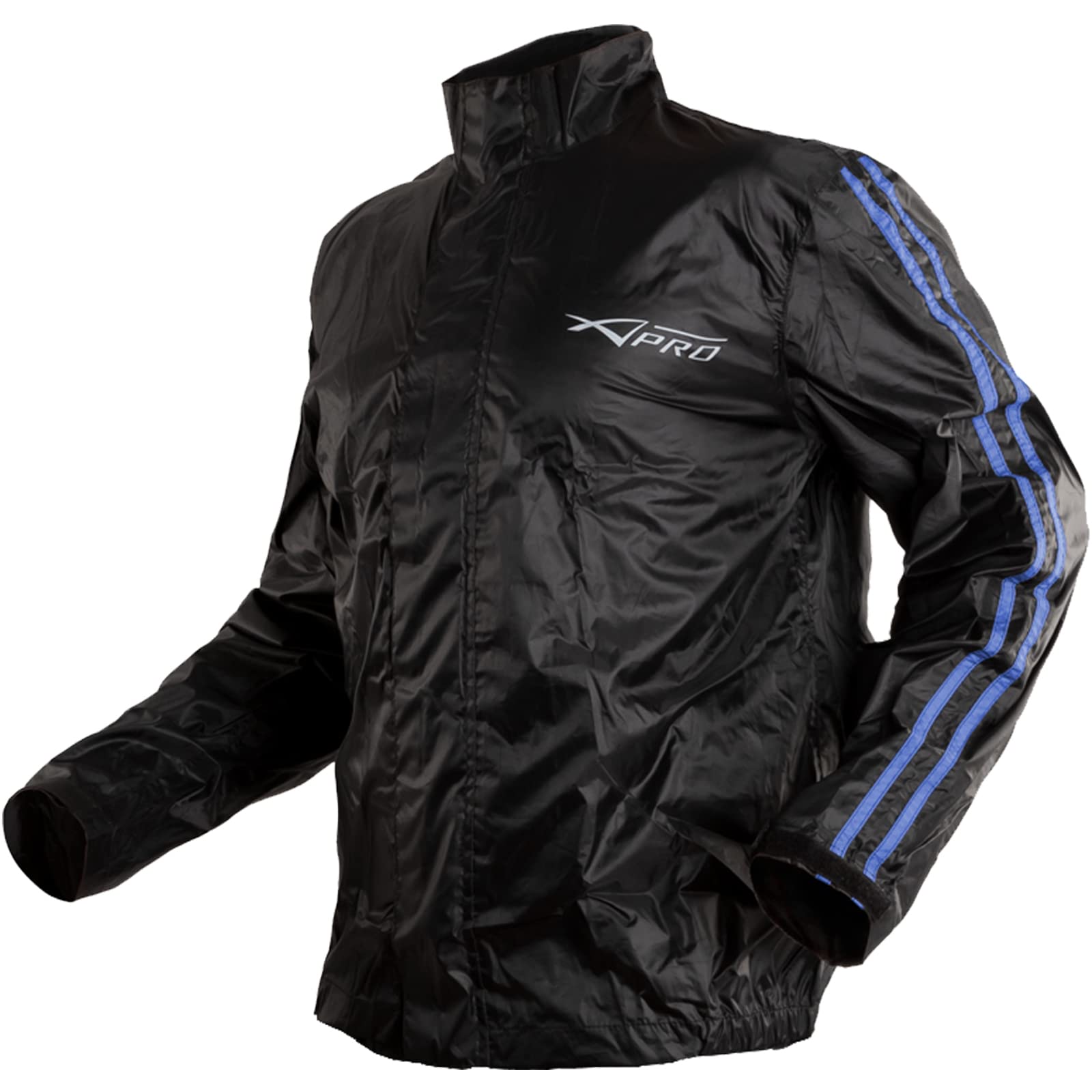 Veste Motard Pluie Nylon 100% Etanche Reflechissant Coupe-vent Moto Bleu XL
