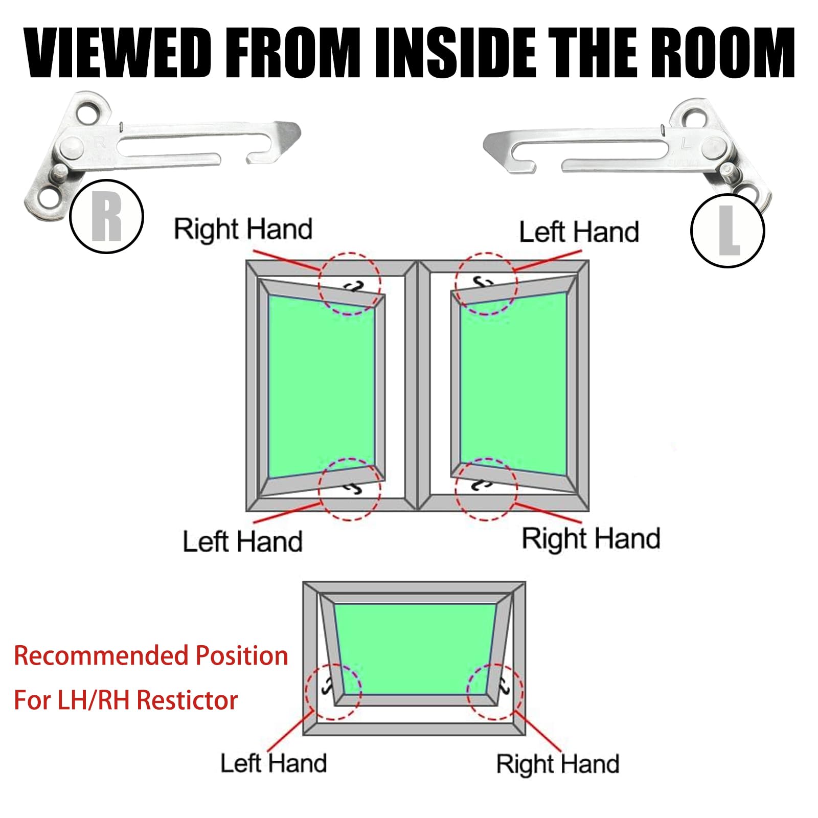 4 Pcs Window Restrictors Locks,Stainless Steel Security Window Restrictor Hook with Screws,Suitable for Home School Kindergarten Upvc Windows(Left Right Handed) - Image 2