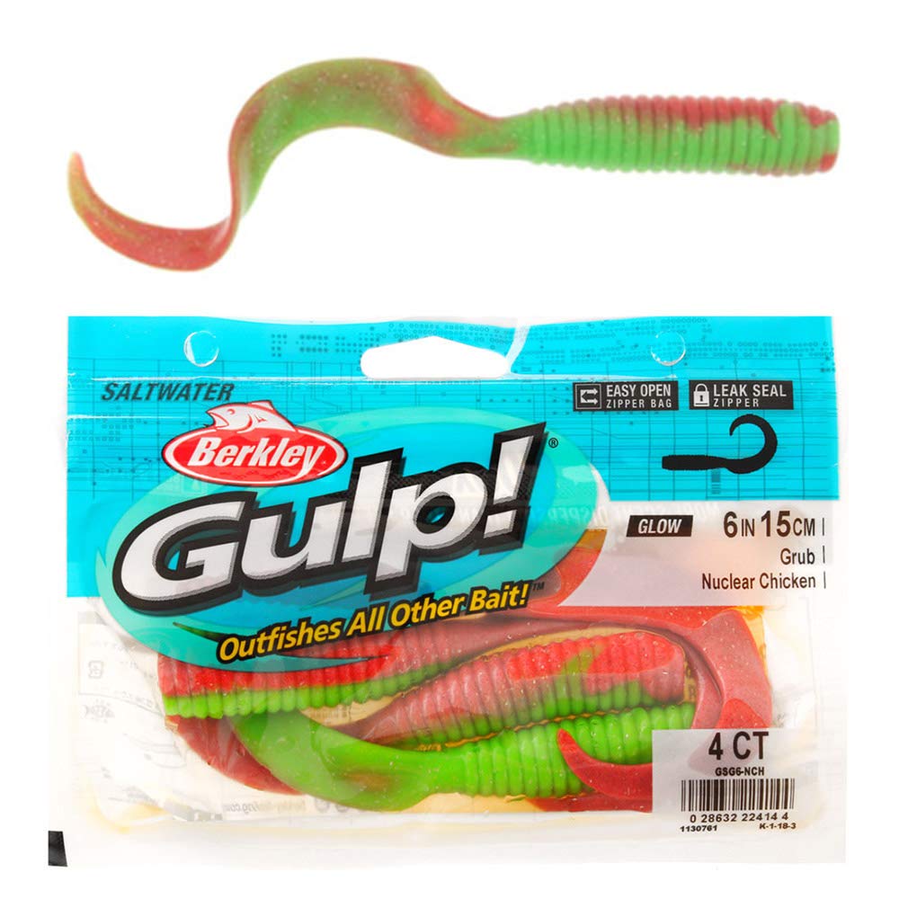 Gulp! Saltwater Grub Nuclear Chicken 6in | 15cm, Soft Plastic