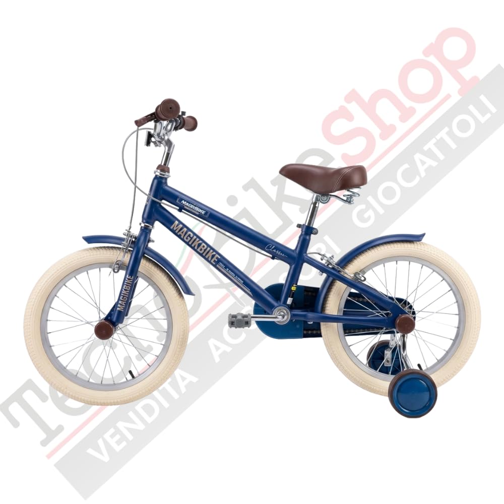 Tecnobike Shop Bicicletta Bambina Magik Bike Classic Vintage 1952 Rotelle Rimovibili, Telaio in Acciaio, Sella Regolabile, Bici Bambino, Movimento a sfera