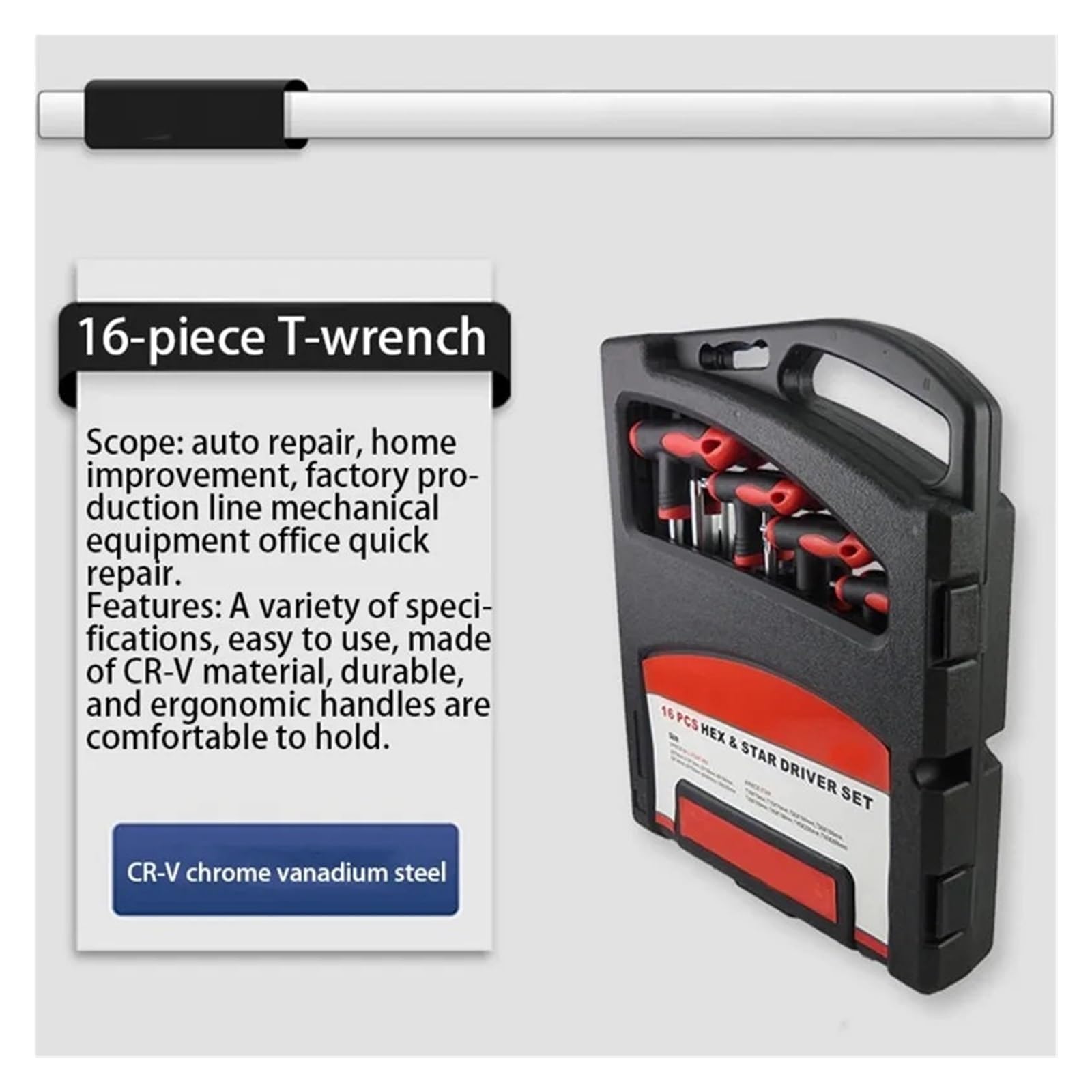 Set Di Chiavi Inglesi 16 Pezzi Chiave Torx Con Impugnatura A T Chiave Esagonale T10-T50 H2-H10 Set Di Chiavi A Testa Sferica Set Di Chiavi A Stella Set Di Utensili Manuali For Riparazioni Strumenti In