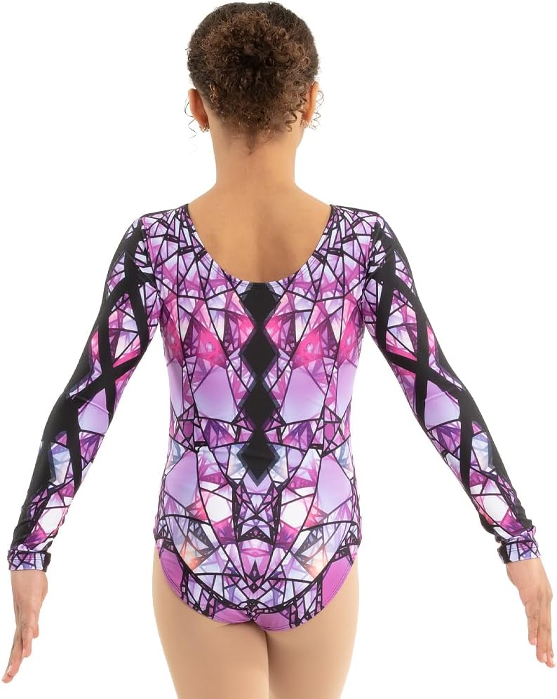 Alexandra Collection Mosaic Long Sleeve Leotard Women's Dance Gymnastics Practice Performance