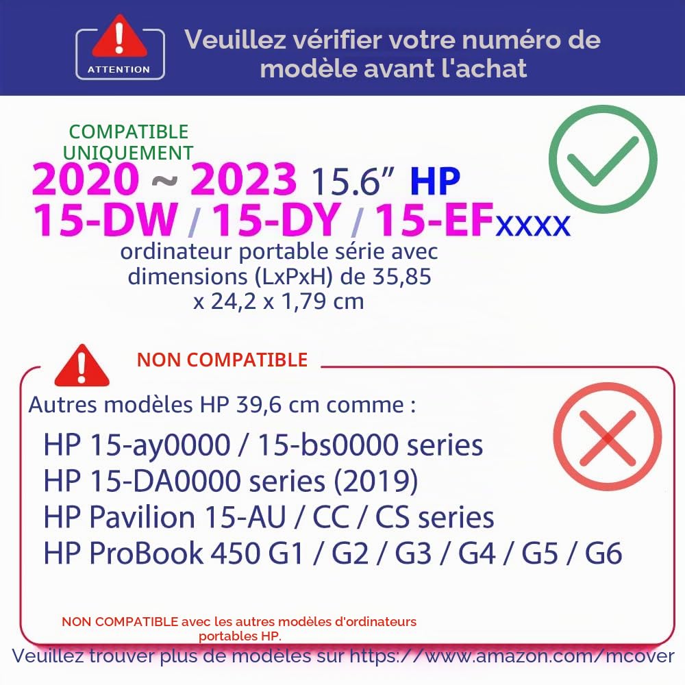 mCover Coque Rigide pour Ordinateur Portable HP 15s-fqXXXX / 15s-eqXXXX / 15-dyXXXX /15-efXXXX 15,6" (Rouge)