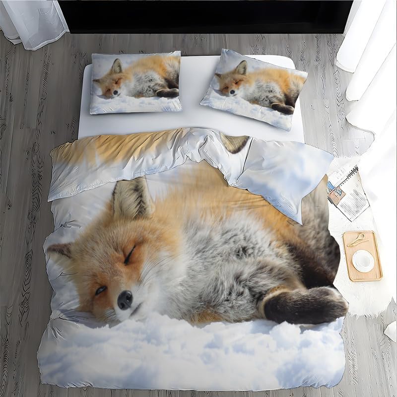 Sets de housses de couettes scène de neige 90x190 et taies 65x65cm pour lit 1 personne