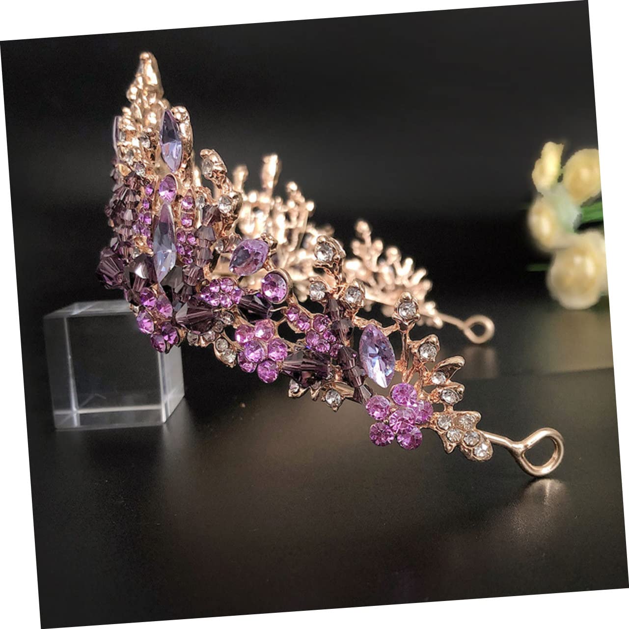 Didiseaon Tiara Princesa 3 Piezas De Cristal Morado Accesorios Para Mujer Joyas De Princesa Para Mujer Coronas De Cumpleaños Para Joya Para El Cabello Tiaras Góticas Moda Dama Pedrería