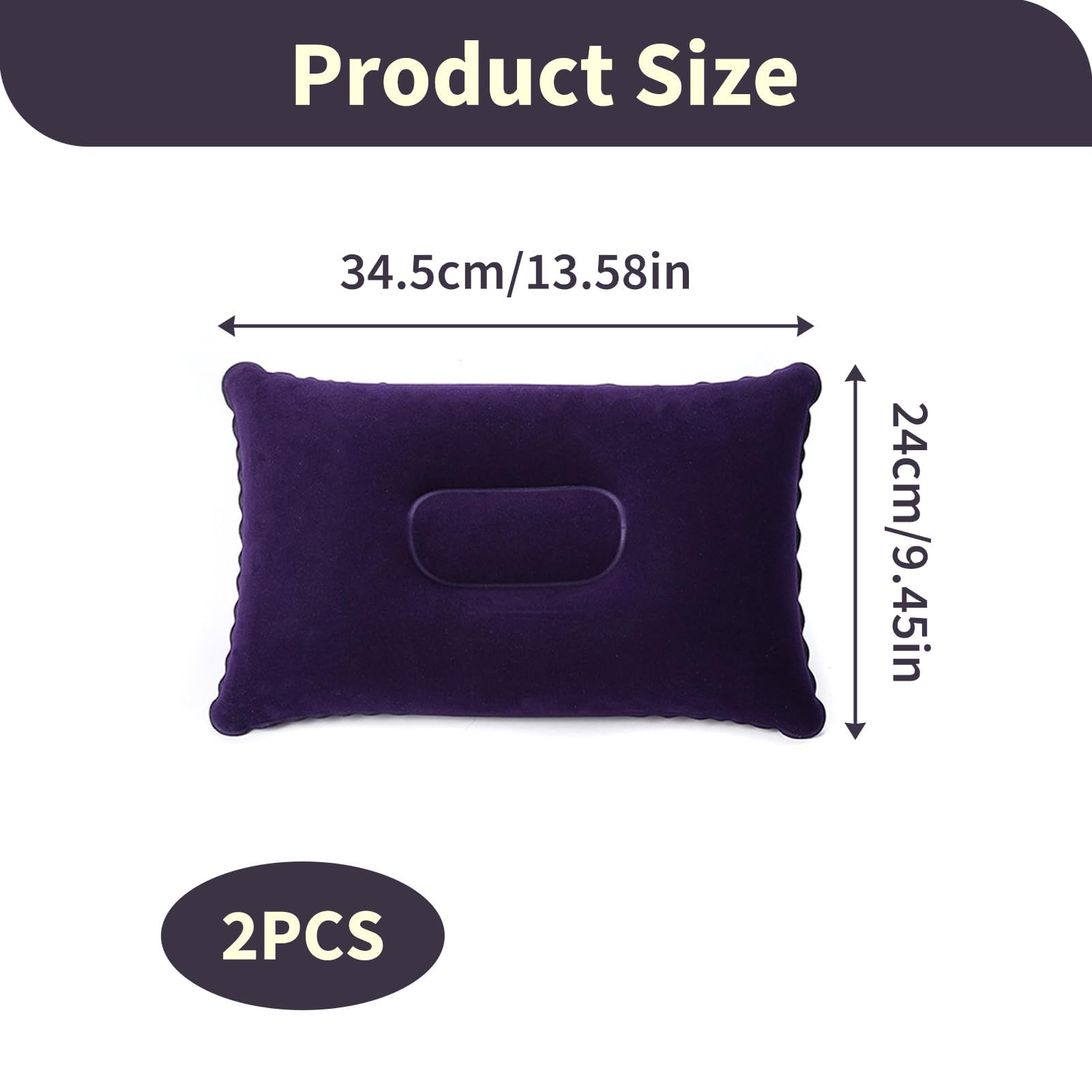 Lot de 2 oreillers de camping gonflables gris ultra légers en tissu floqué pour randonnée, camping, voyage, sieste, repos de bureau, soutien du cou et des lombaires