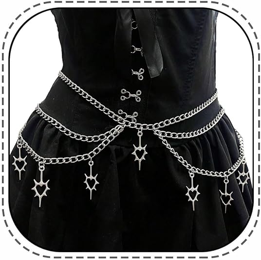Thorn Heart Waist Chain Belt - Punk Gothic Crossover Body Belly Chains Tassel for Women Girl