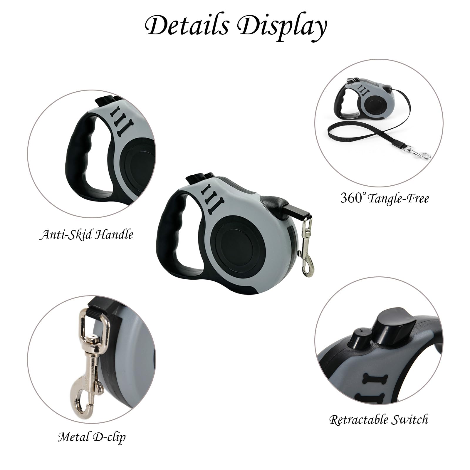 Cat Harness and Lead Set Extendable Retractable Cat Dog Lead 16.4 Ft / 5 M Long Line Dog Leads Reflective Adjustable Escape Proof Harness Vest (Grey - Image 4
