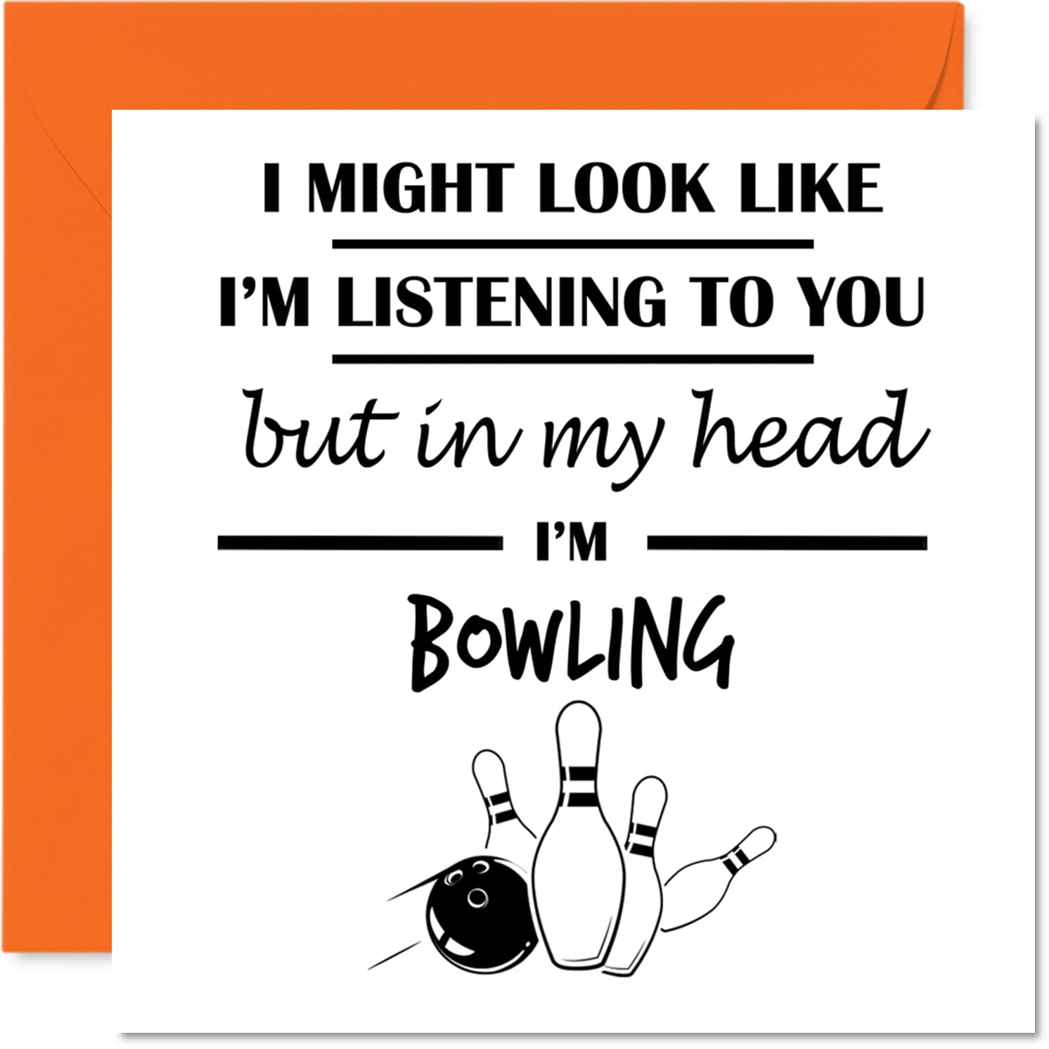 Bowling Birthday Card for Men Women - In my Head - Happy Birthday Card for Neighbour Daughter Brother Sister, 145mm Bday Greeting Cards