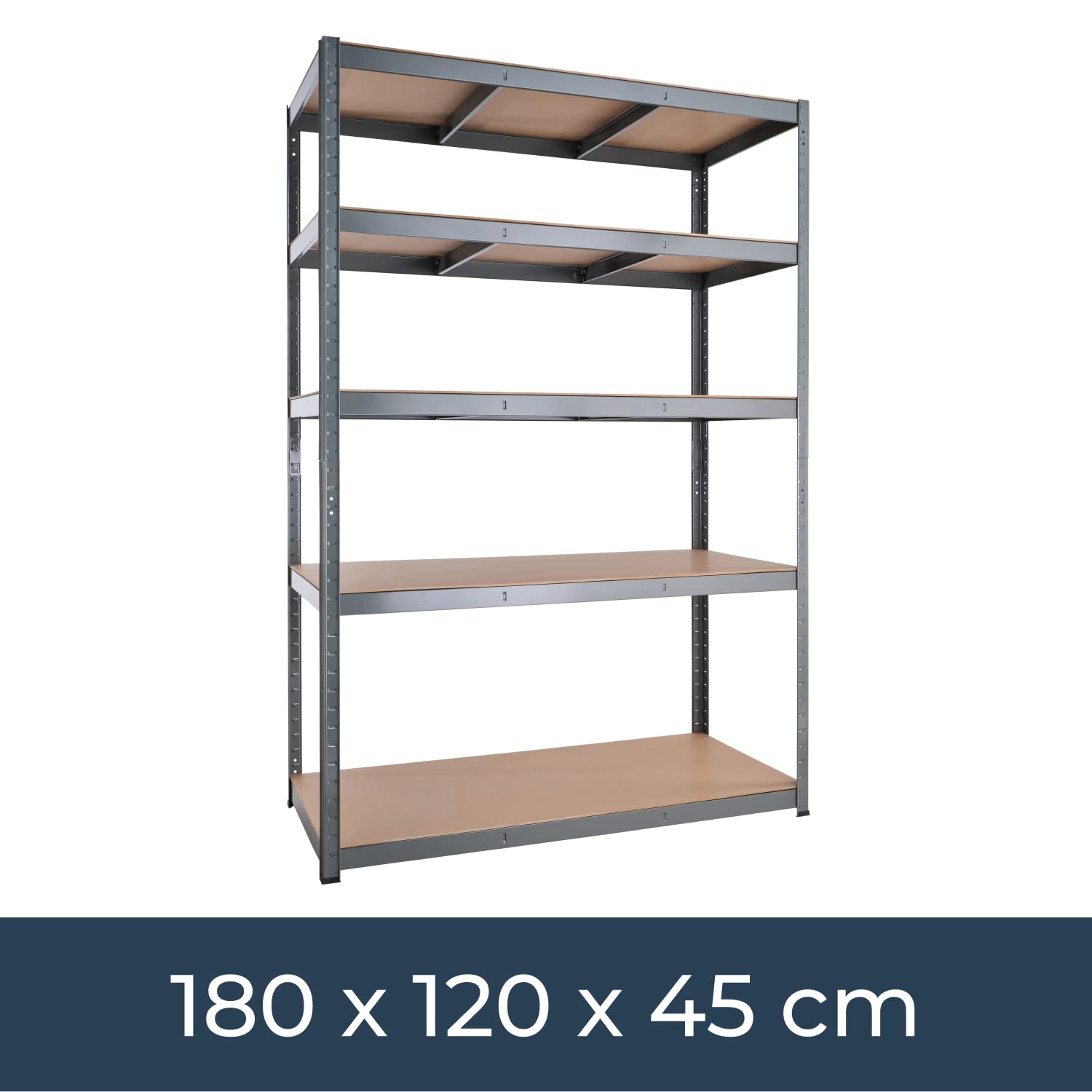 Rangement Garage: 180 cm x 120 cm x 45 cm | Galvanisé - 5 Niveaux | 175 kg par Tablette (Capacité Totale de 875 kg) | Garantie de 5 Ans