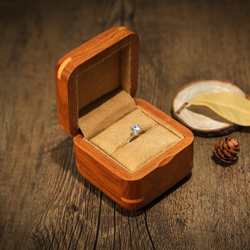 MUSUMI Scatola/Confezione Regalo in Legno per Fidanzamento, Matrimonio, Velluto (A)