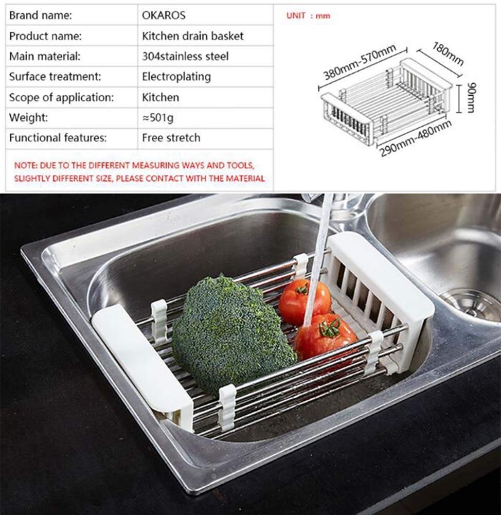 Scolapiatti in Acciaio da Cucina Semplice, Acciaio Inossidabile e, plastica Bianca
