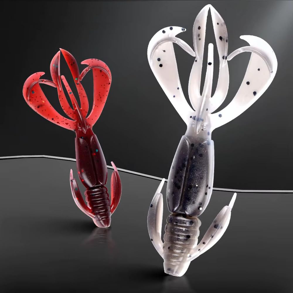Generic doble cola Craw pescado suave plástico para un toque – Señuelo de pesca, Suspender y sniking Bass Lure (PVC, 0,11/0.22oz., 2.76/3.54inch, 5 colores), Multicolor