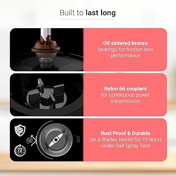 V-Guard Precia 500 Watt Mixer Grinder | 2 Year Motor Coverage by V