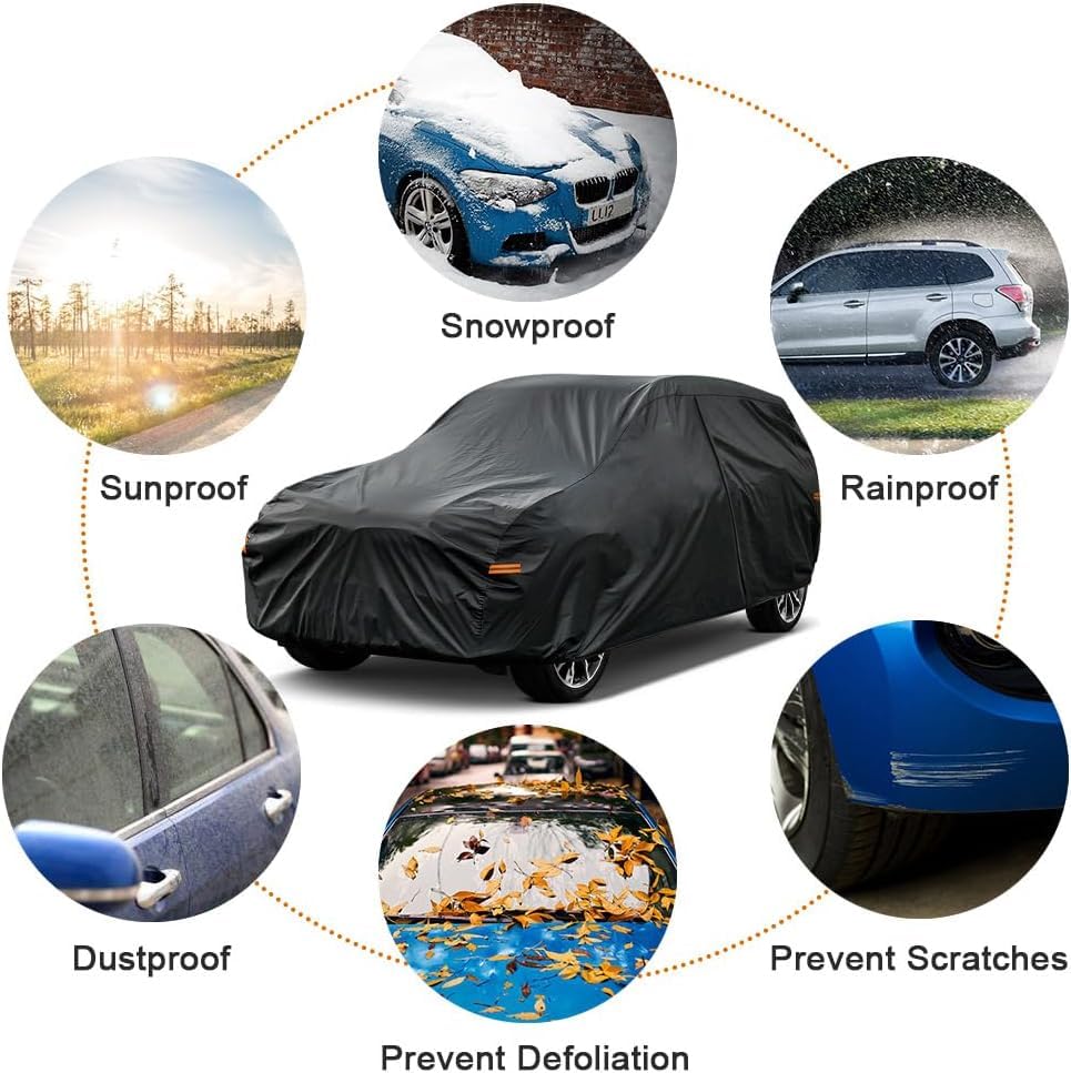Image of Kayme 7 Layers Car Cover Custom Fit for Toyota Sienna Minivan (1997-2025) Waterproof All Weather for Automobiles, Outdoor Full Cover Rain Sun UV Protection.Black