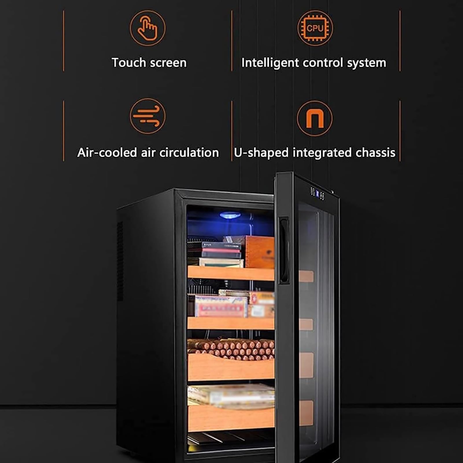 Zigarren-Humidorschrank, elektrischer Humidorkühler mit Zedernfutter, intelligente Temperaturregelung, 4 Schichten, ideal für Zigarrenaufbewahrung, 11-18 °C, perfekt für Enthusiasten