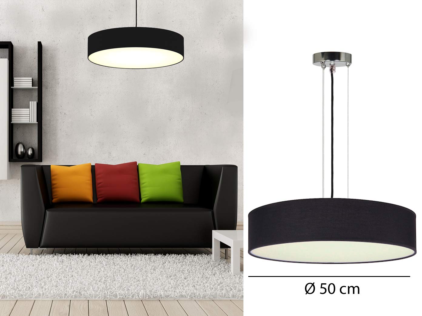 Vintage Hanglamp, Gebloemde Stoffen Kap aan Trekpendel, Jaren 50-60