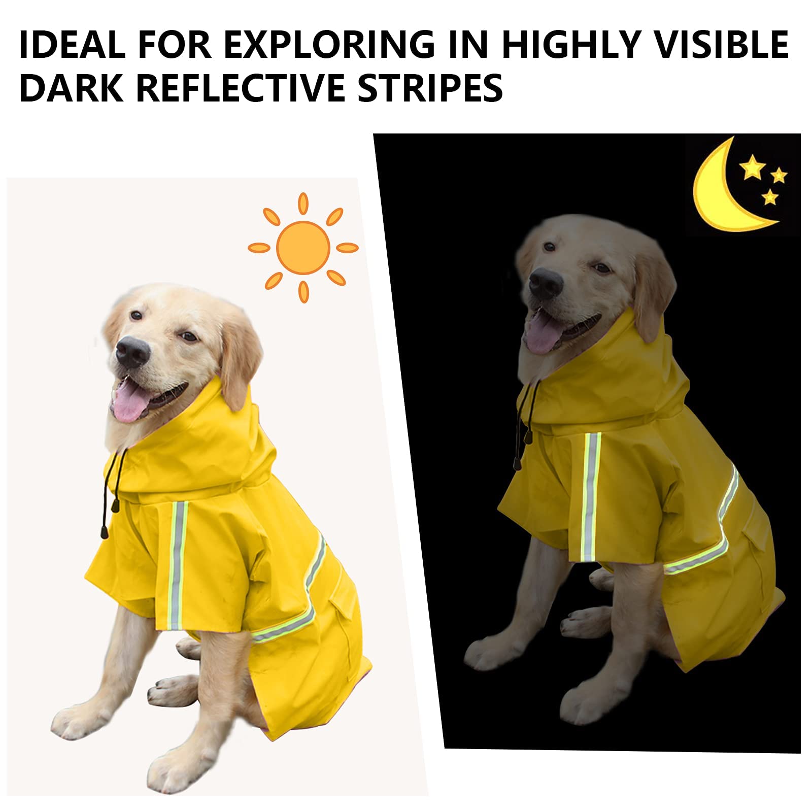 Impermeabile per cani, cappotto per cani da compagnia impermeabile regolabile, impermeabile di sicurezza antivento, impermeabile traspirante per cani di piccola, media e grande taglia (Yellow XXX)