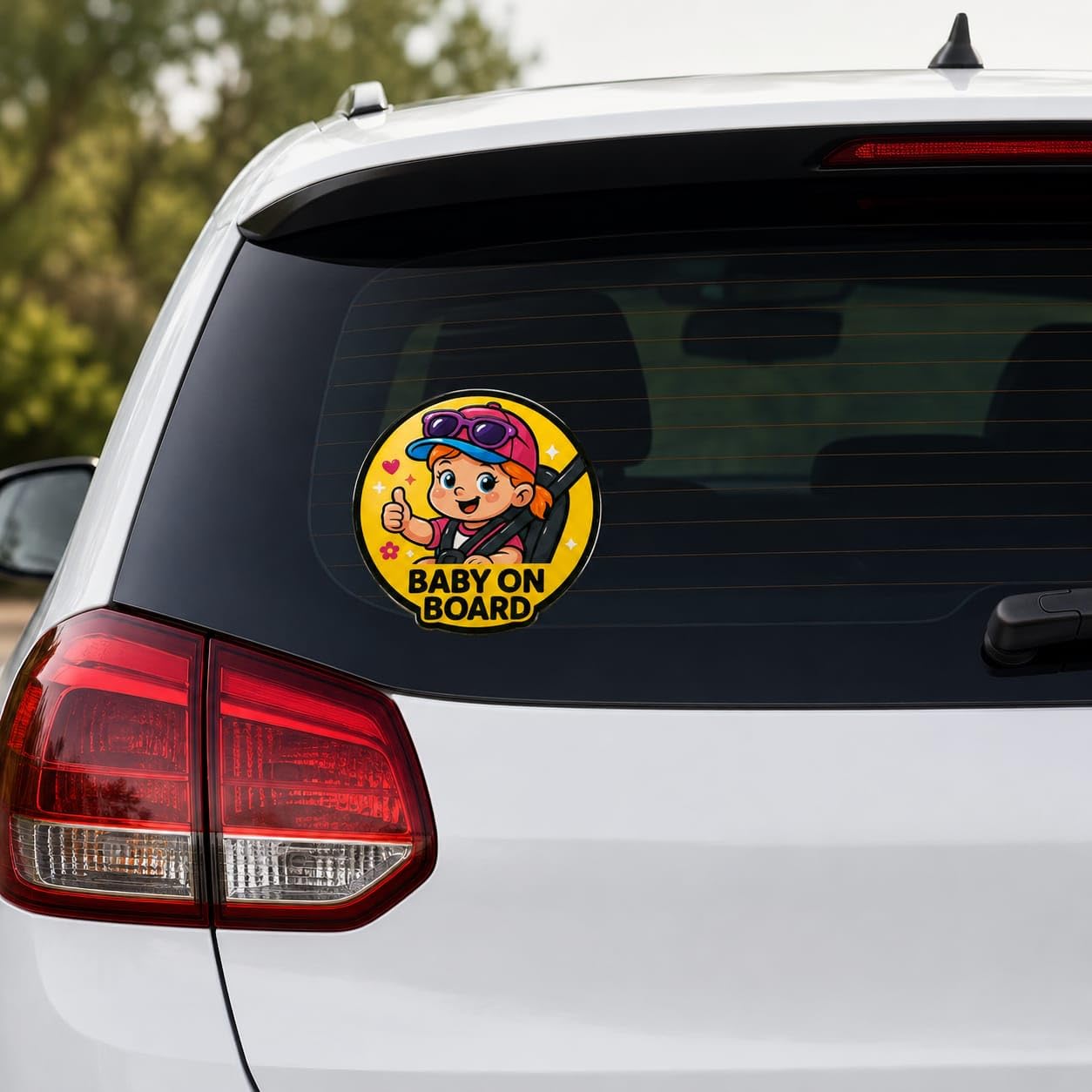 Baby on Board Car Sticker | Cute Cartoon Baby Safety Warning Vinyl Decal | Waterproof, Self-Adhesive| Car Rear Windshield Window Sticker for Cars, SUVs & Hatchbacks | 14 x 14 cm | Pack of 1-image-40