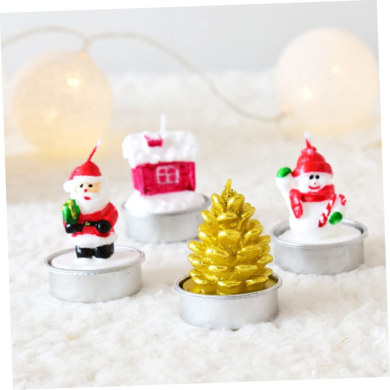 Housoutil 12 Pezzi Santa Claus Gift Box Candela Candele Arredamento Candela Tealight Natale